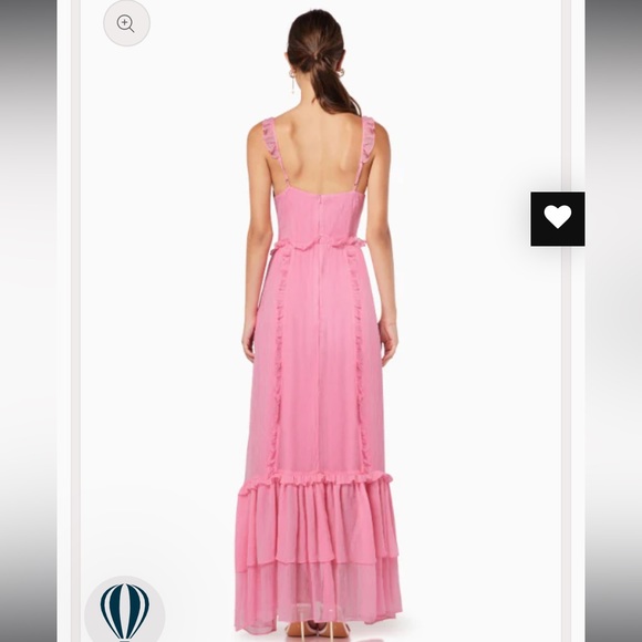 elliatt heritage pink ruffle deep v neck strappy maxi gown dress size small NEW - Picture 3 of 8